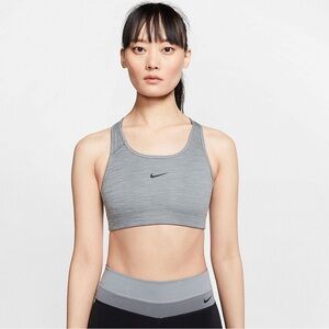 NWT Nike Swoosh Sports Bra Gray Dri-FIT Medium Support XS